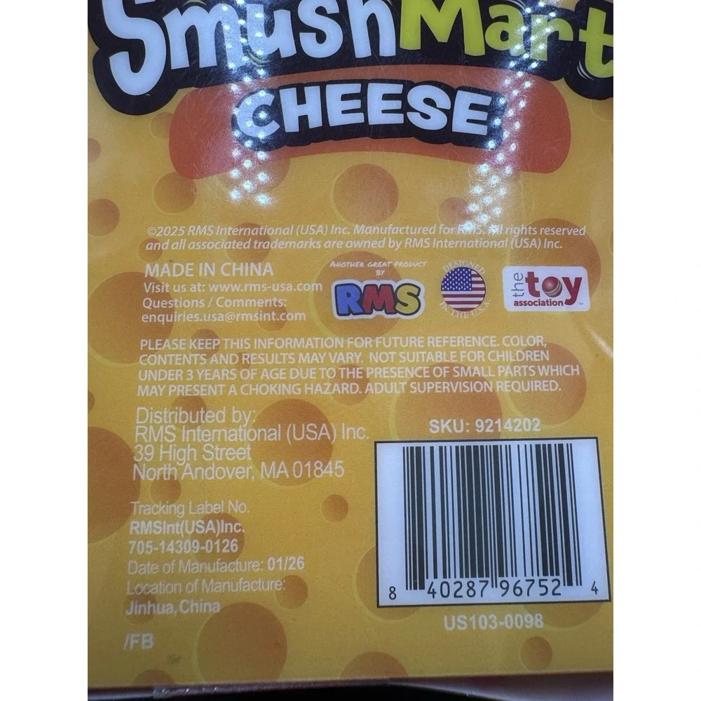 NEW SmushMart CHEESE 5 in. Squishy Squeezy Stretchy SEALED VIRAL From Five Below